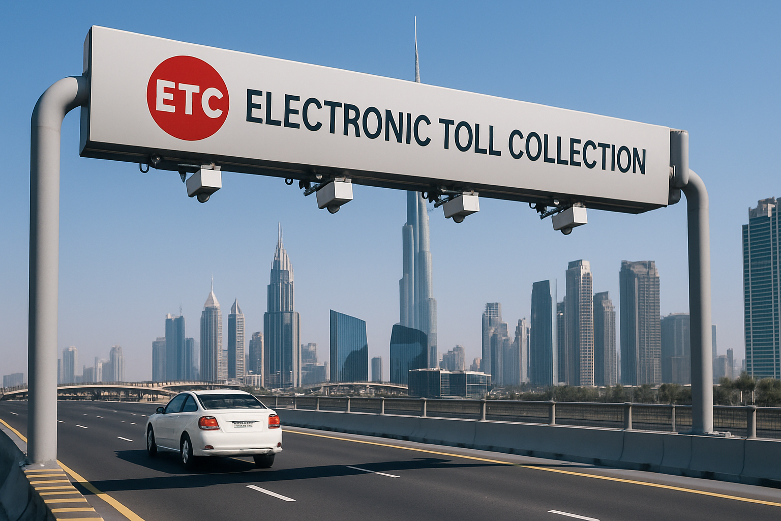 Electronic toll collection point in Dubai city